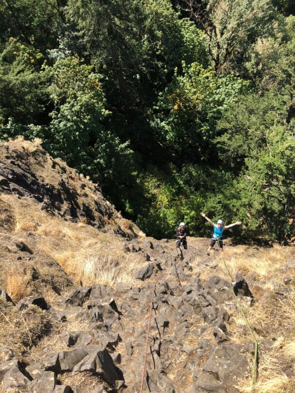 People Rock Climbing in Rooster Rock State Park