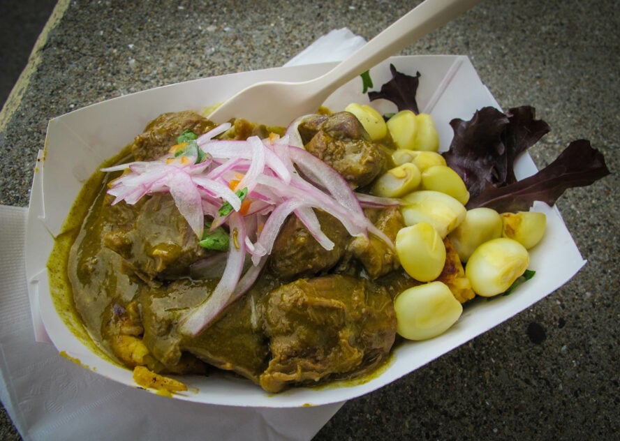 Seco de cordero (lamb stew) can be enjoyed in restaurants and street vendors all over Ecuador.