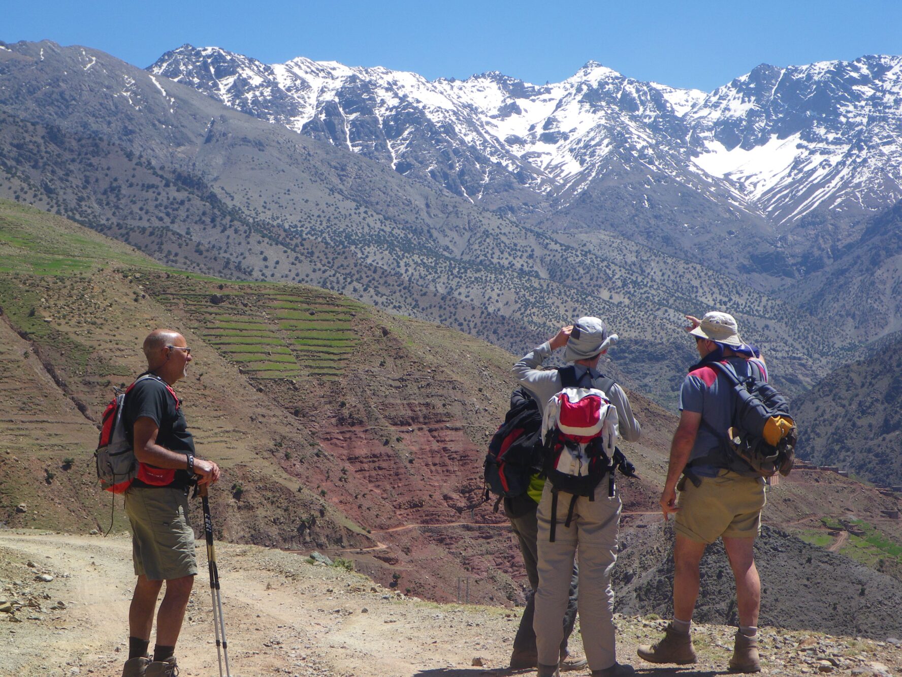 Hikers walking in the Atlas Mountains