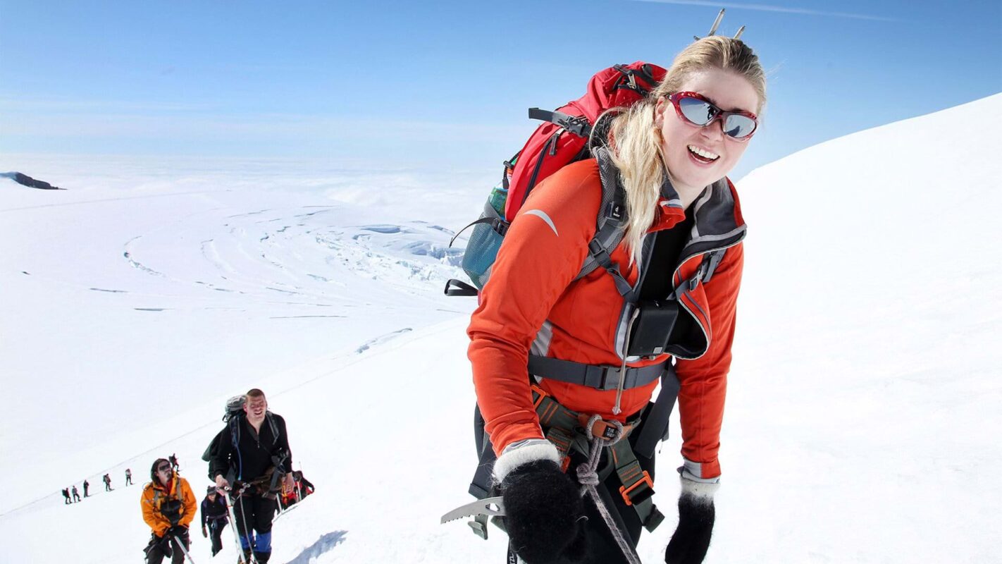 Woman climbing the three peaks