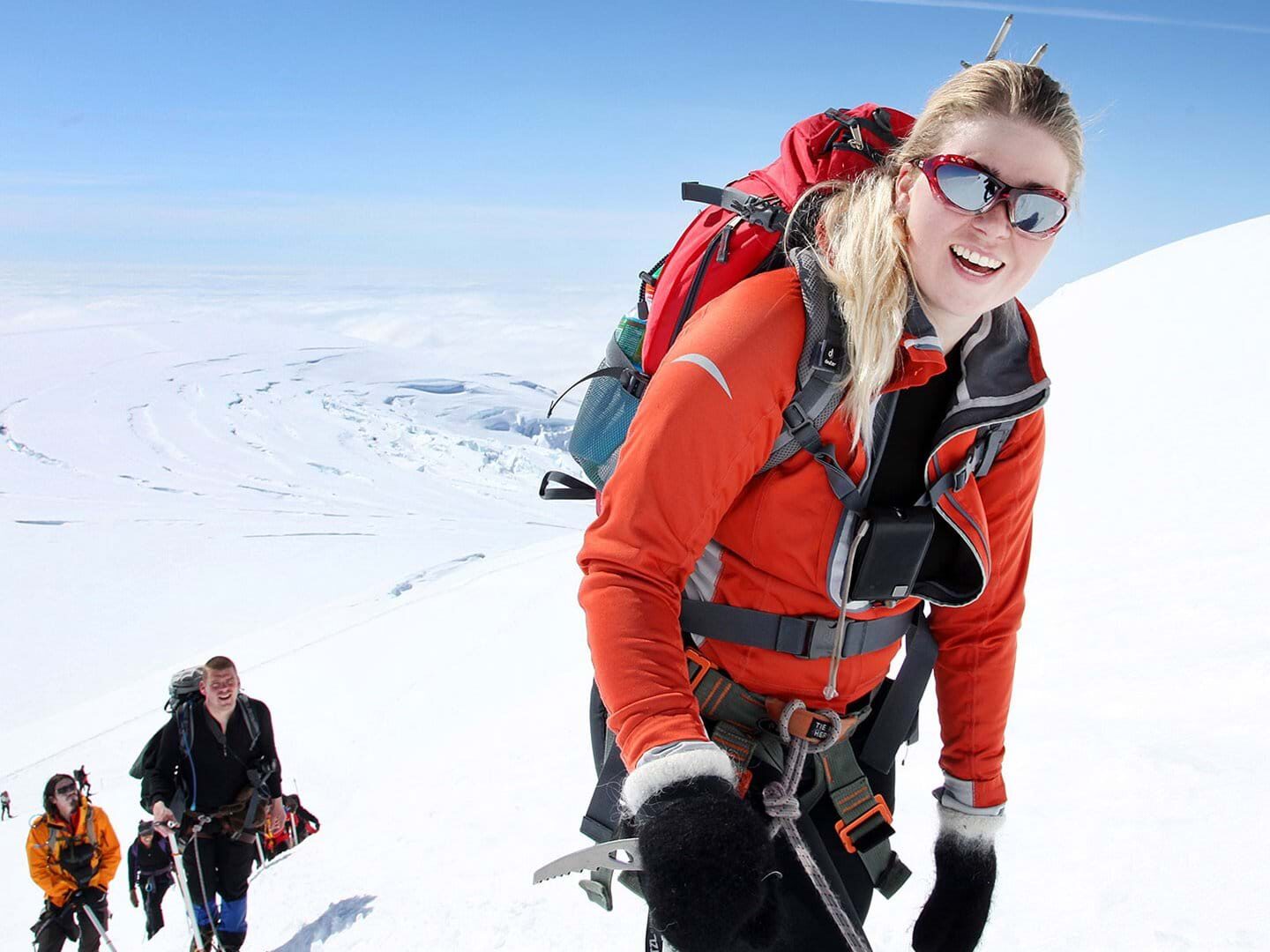 Woman climbing the three peaks