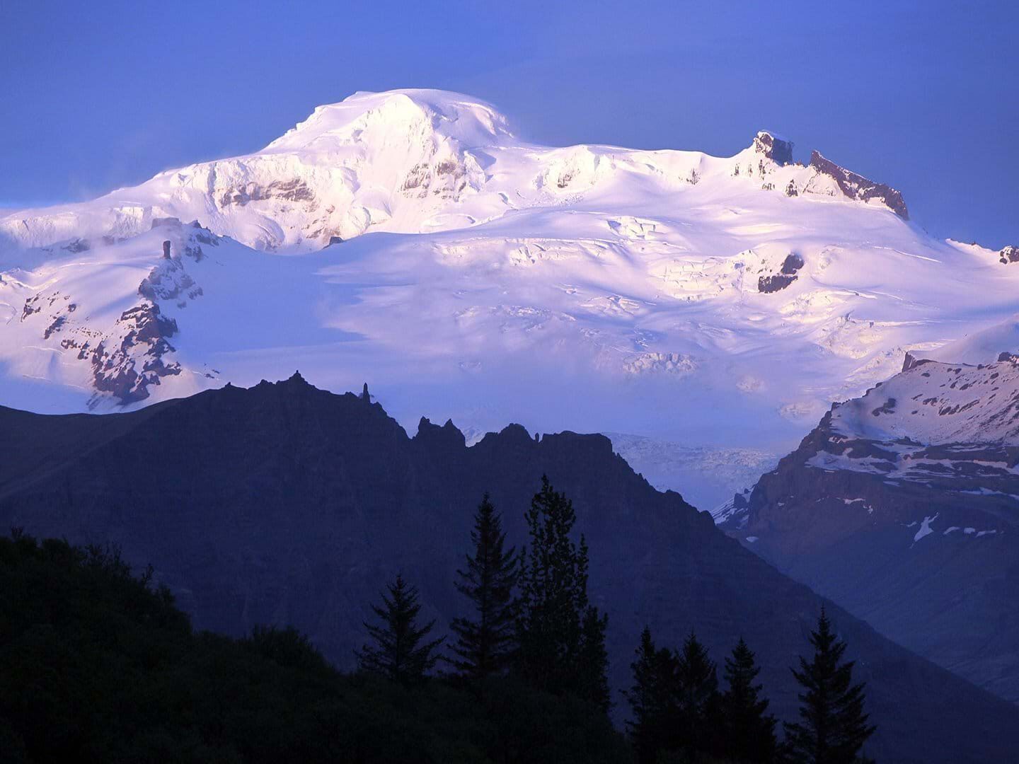 One of the three snowy peaks in Iceland