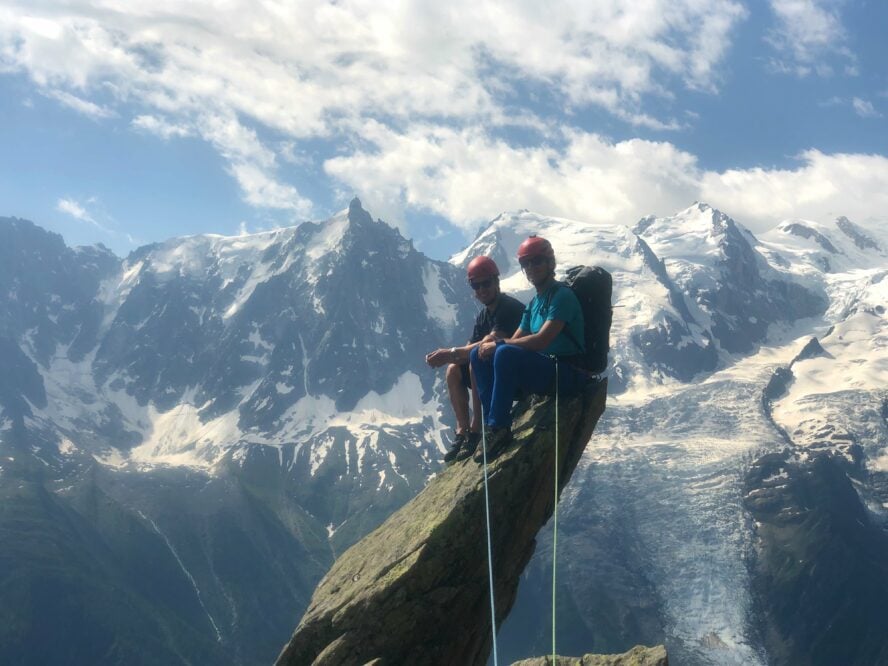 There’s nothing better than taking clients out to the mountains—whether it’s skiing, hiking, or hopefully now climbing!—and helping them achieve their goals. Photo courtesy of Greg Hill