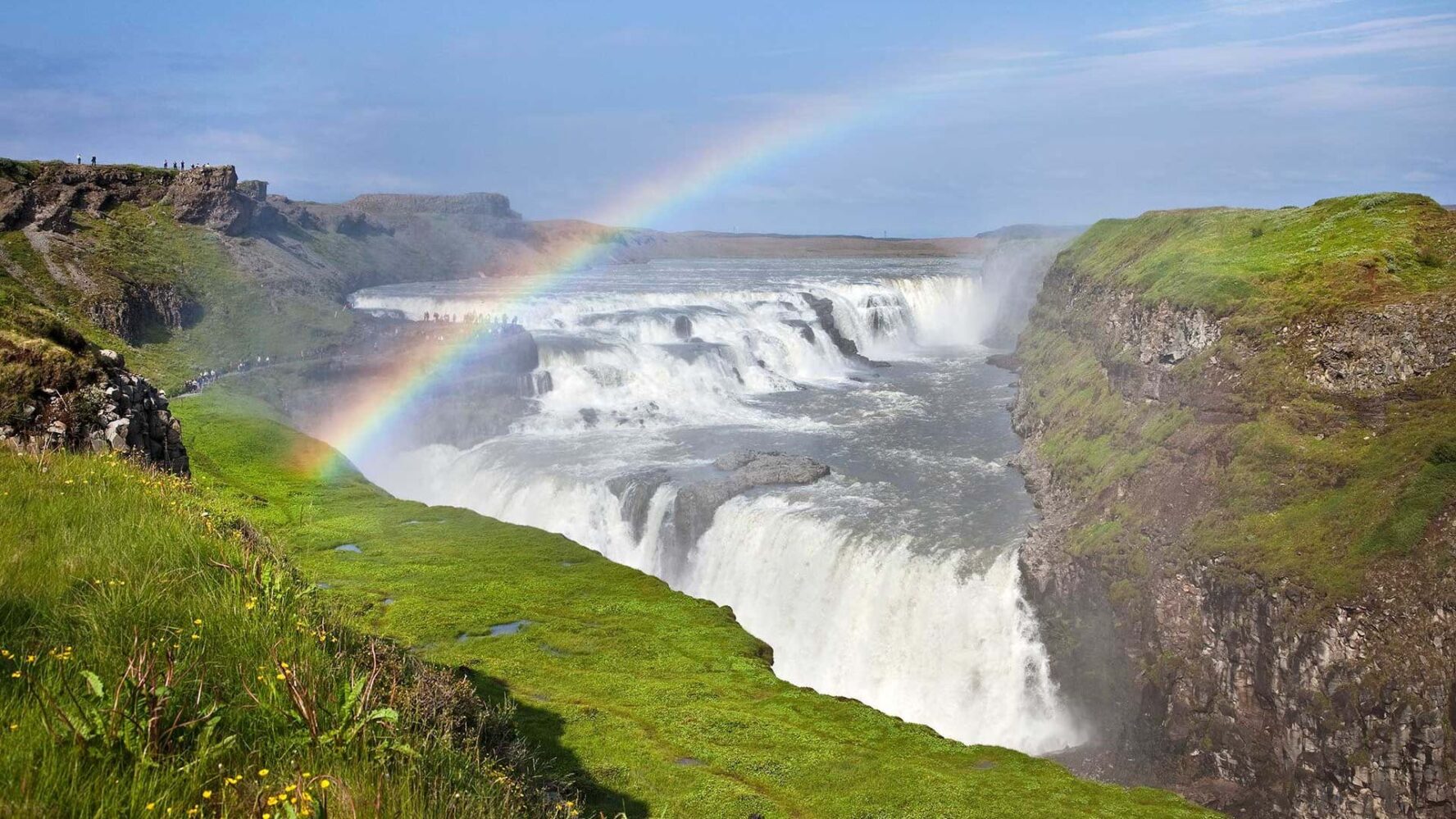 Rainbow over a waterfall in Iceland