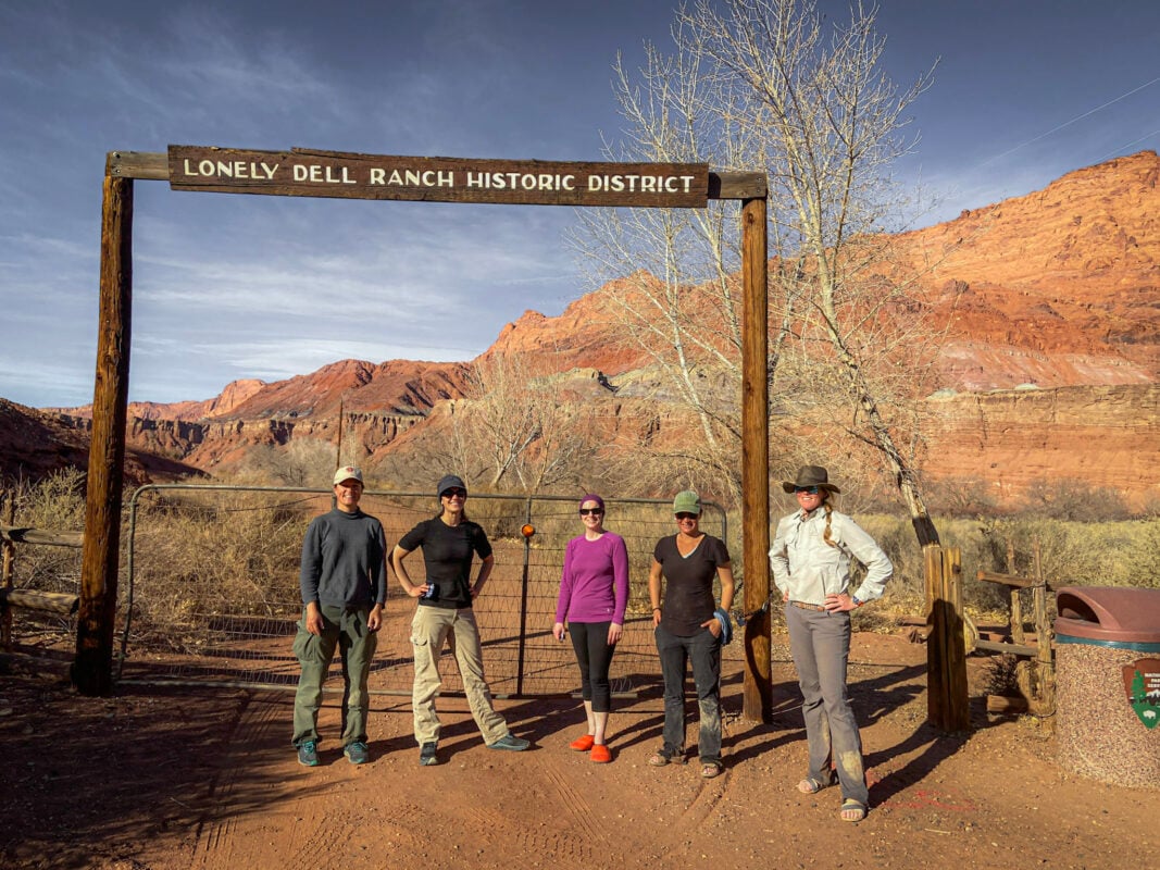 A group of women hiking through the Paria Canyon