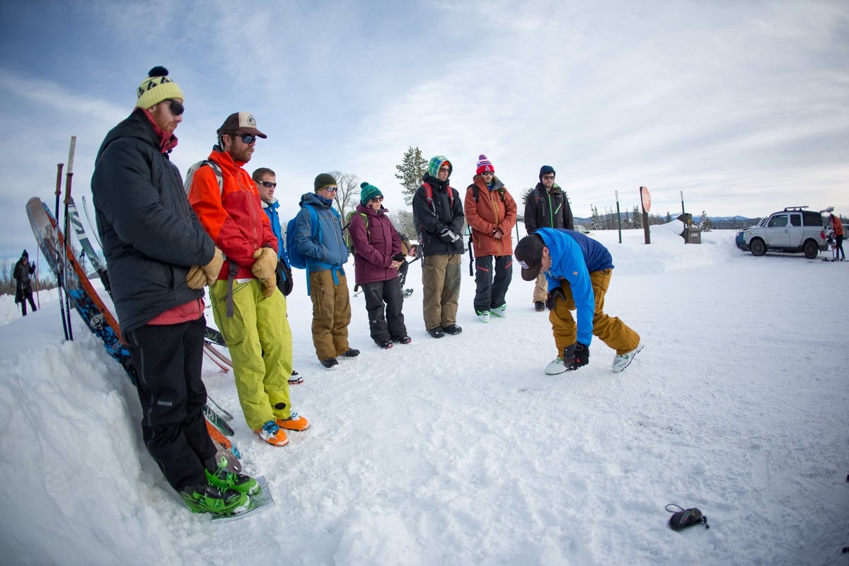 A group of AIARE participants getting some hands-on experience