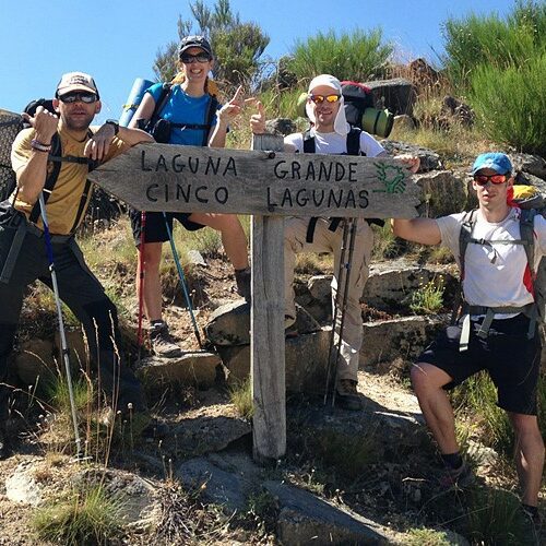 A group of hikers enjoying the sun