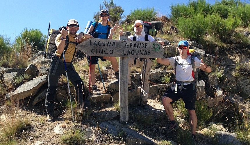 A group of hikers enjoying the sun