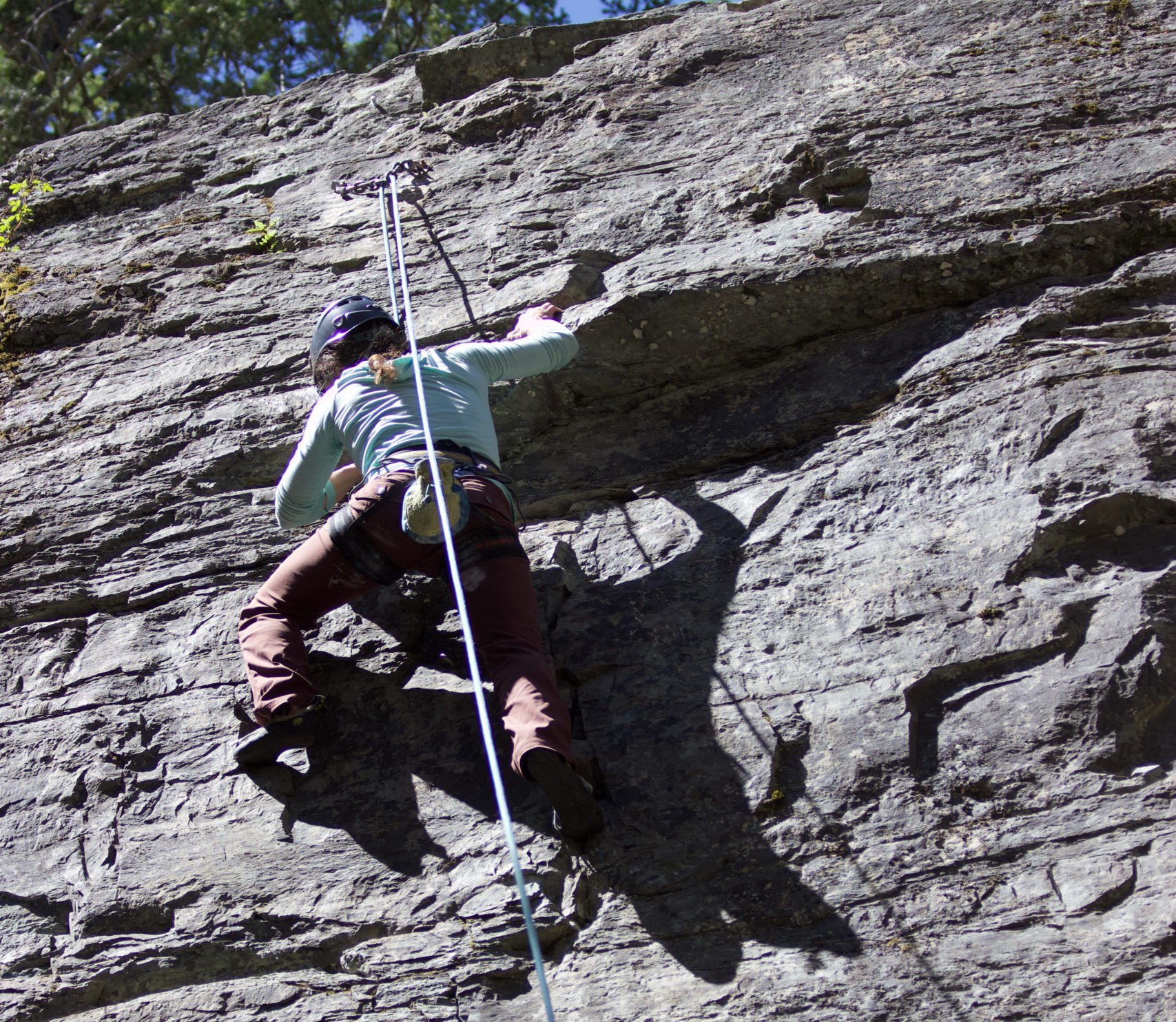 A person Rock climbing in Whitefish MT