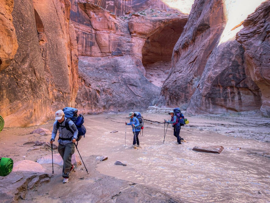 This is a wet backpacking trip. Following the Paria River there are plenty of crossings and deeper sections where extensive wading is mandatory. 