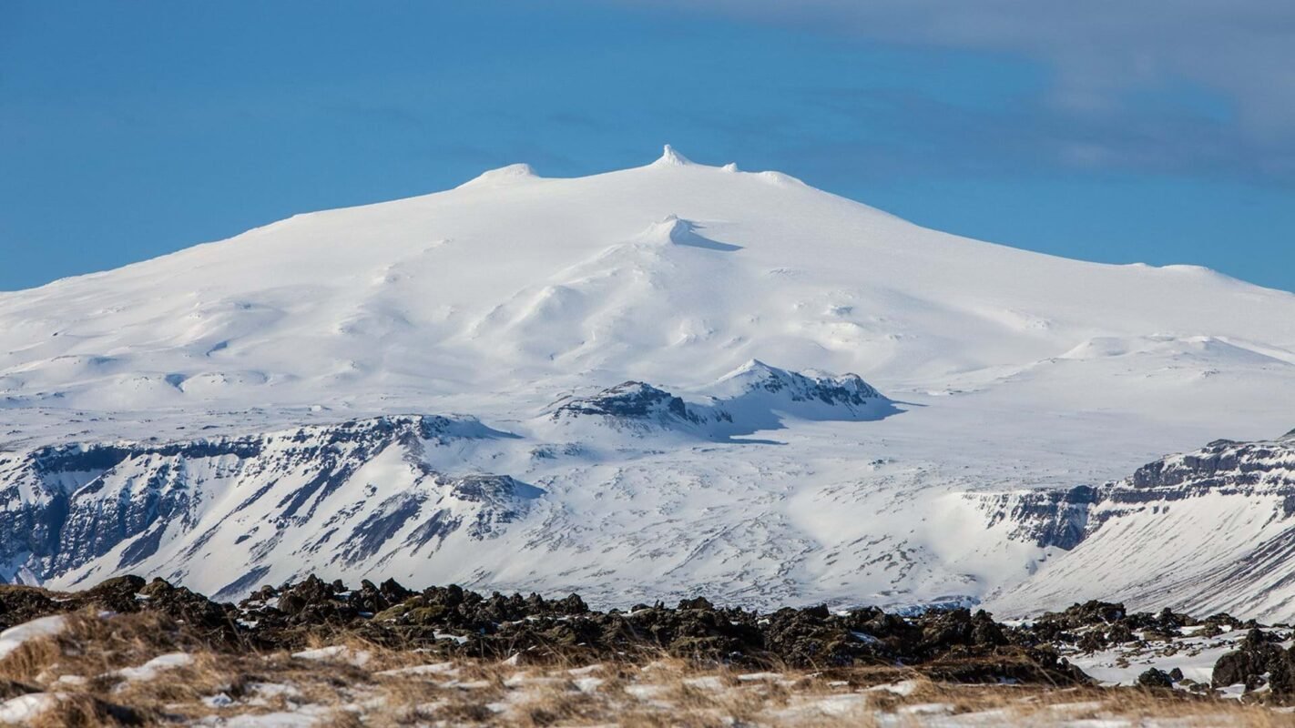 Peak of the volcano in Iceland