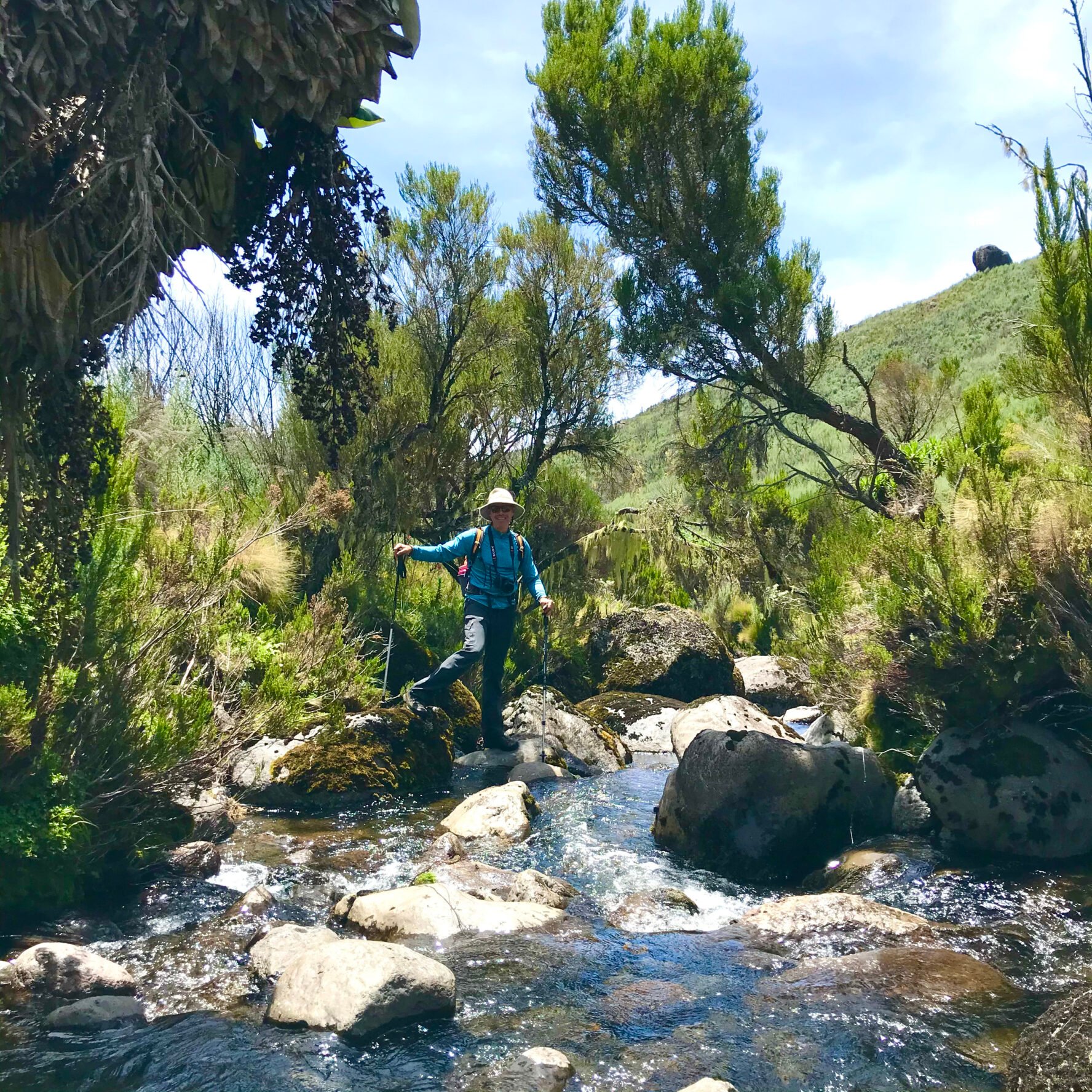 River crossing along the Chogoria trail