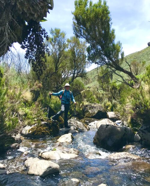 River crossing along the Chogoria trail