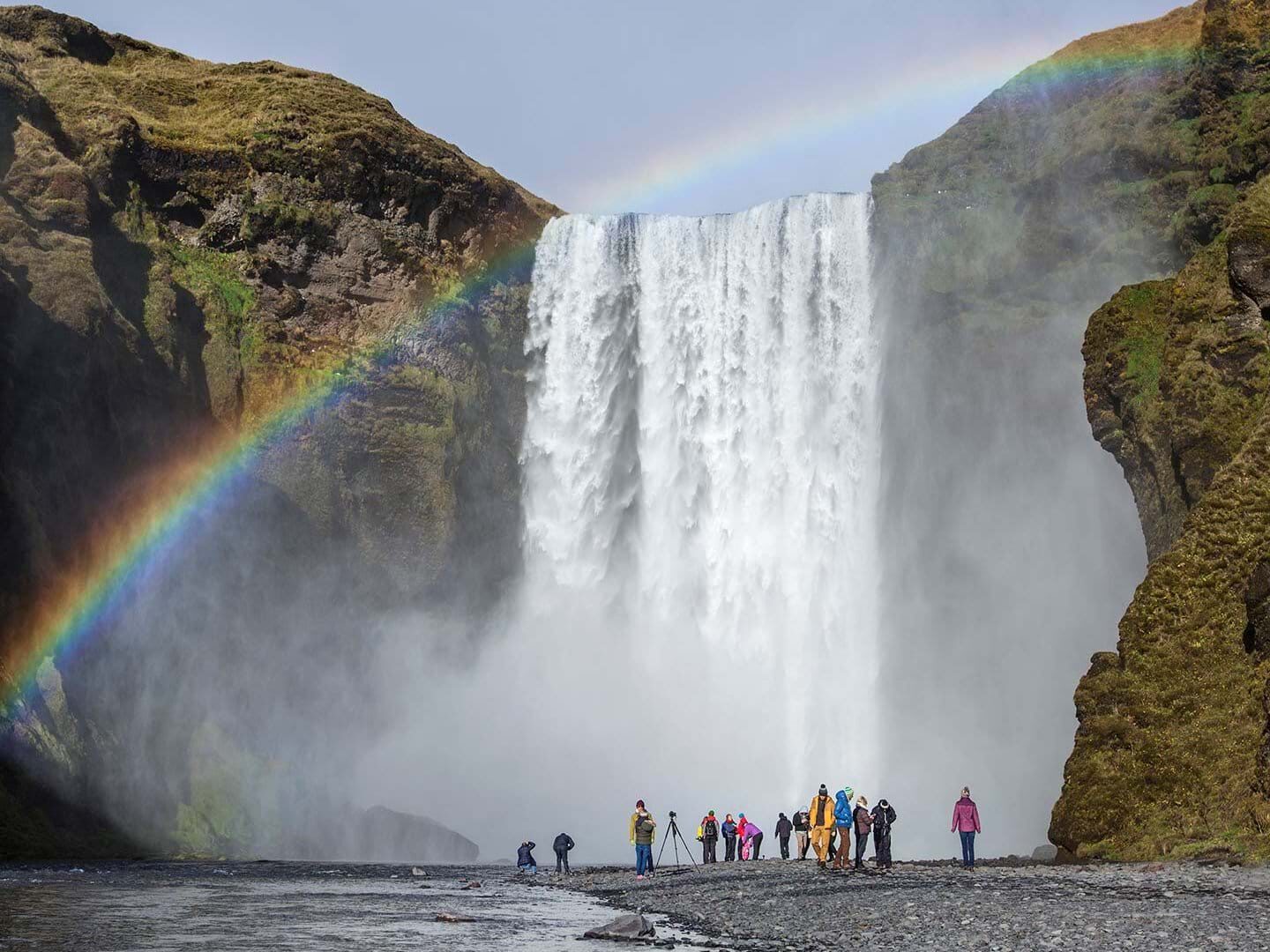 Rainbow over a stunning waterfall