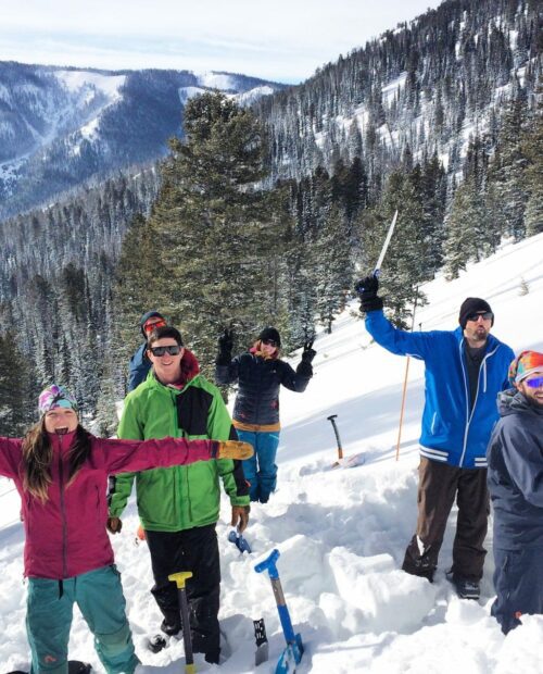 Participants learning about avalanche awareness in RMNP