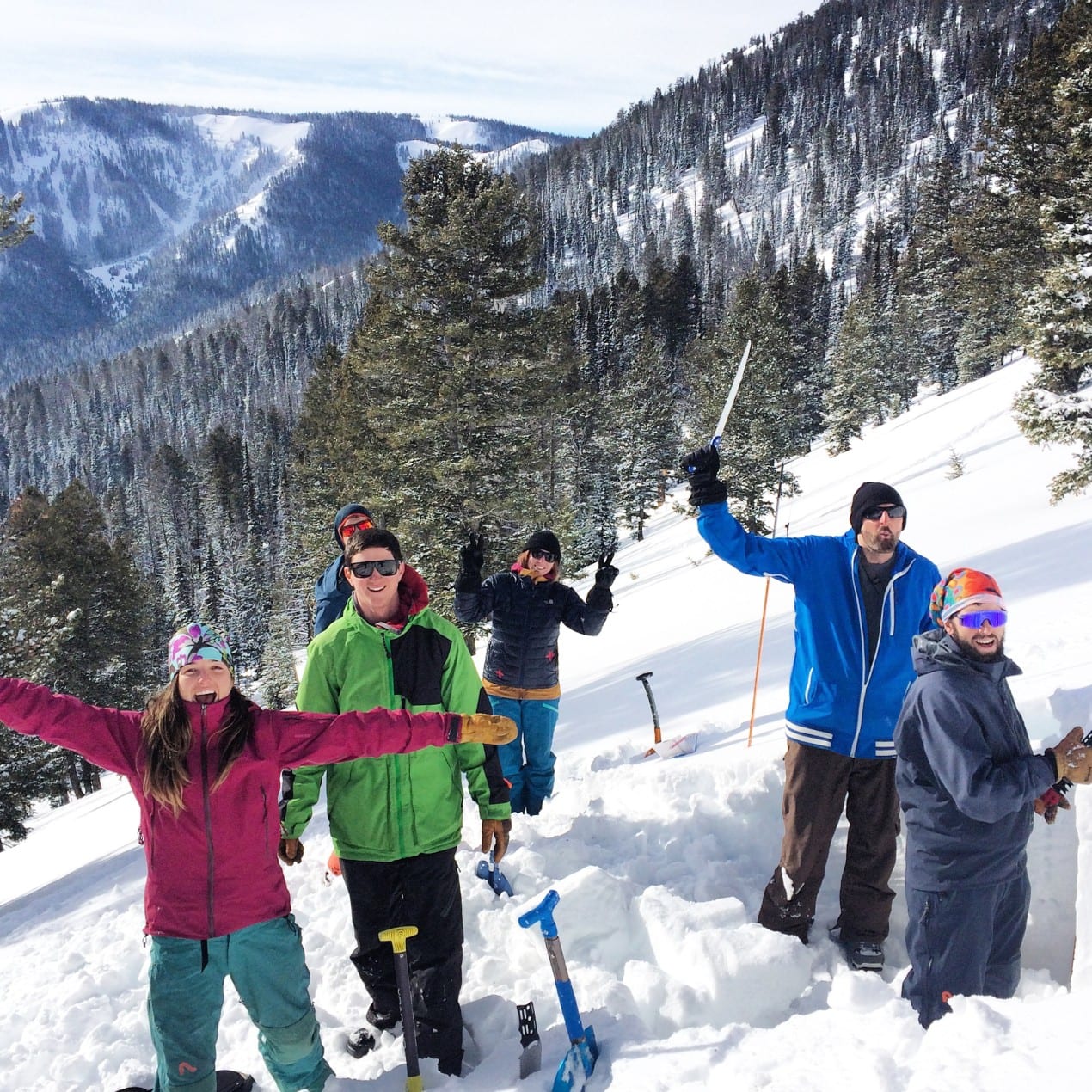 Participants learning about avalanche awareness in RMNP