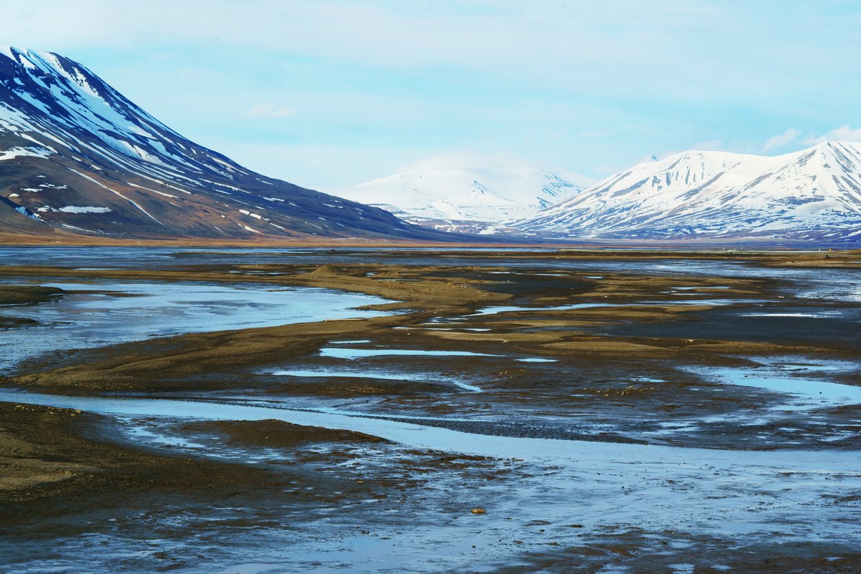 Beautiful scene of the Spitzbergen Mountains in Isfjord