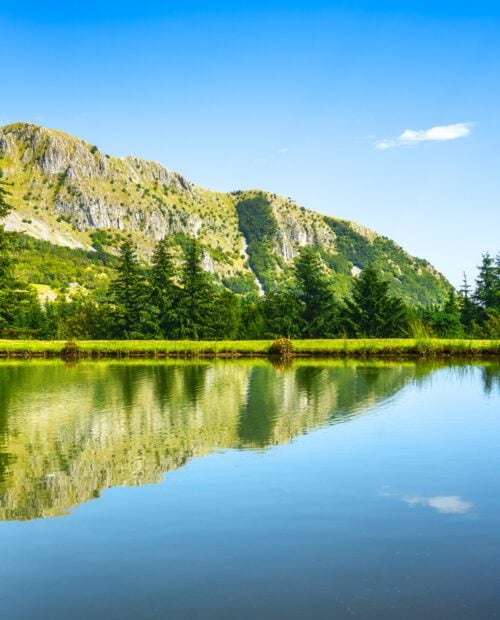 Lake in Orecchiella natural park in Garfagnana.Tuscany, Italy.