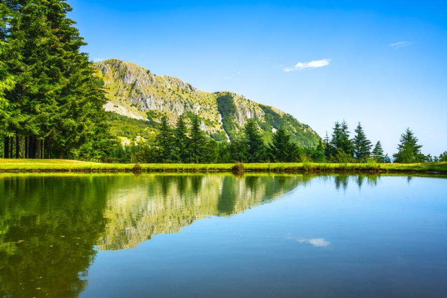 Lake in Orecchiella natural park in Garfagnana.Tuscany, Italy.