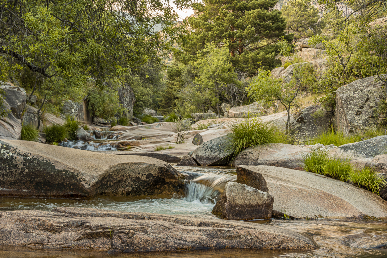 Waterfall in the Guadarrama National Park. Madrid.