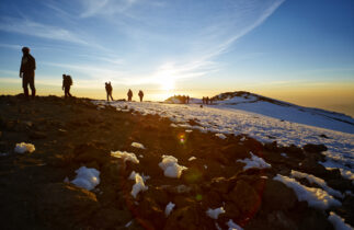 Mt Kilimanjaro, with 5.895 m Africas highest mountain as well as worlds highest free-standing mountain. At the Machame route, shot at an altitude of approx. 5800 m. Route to the summit, Tanzania.