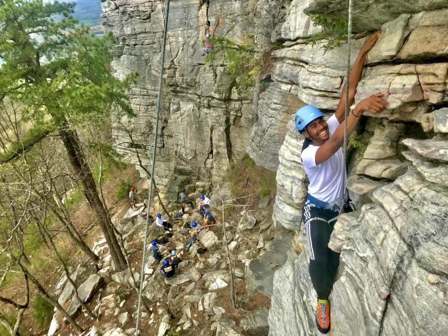 pilot mountain rock climbing