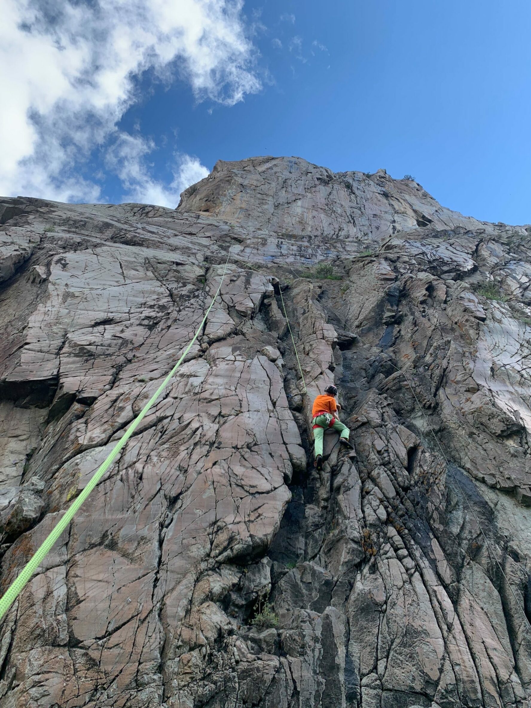 Rock climber on a wall in Telluride