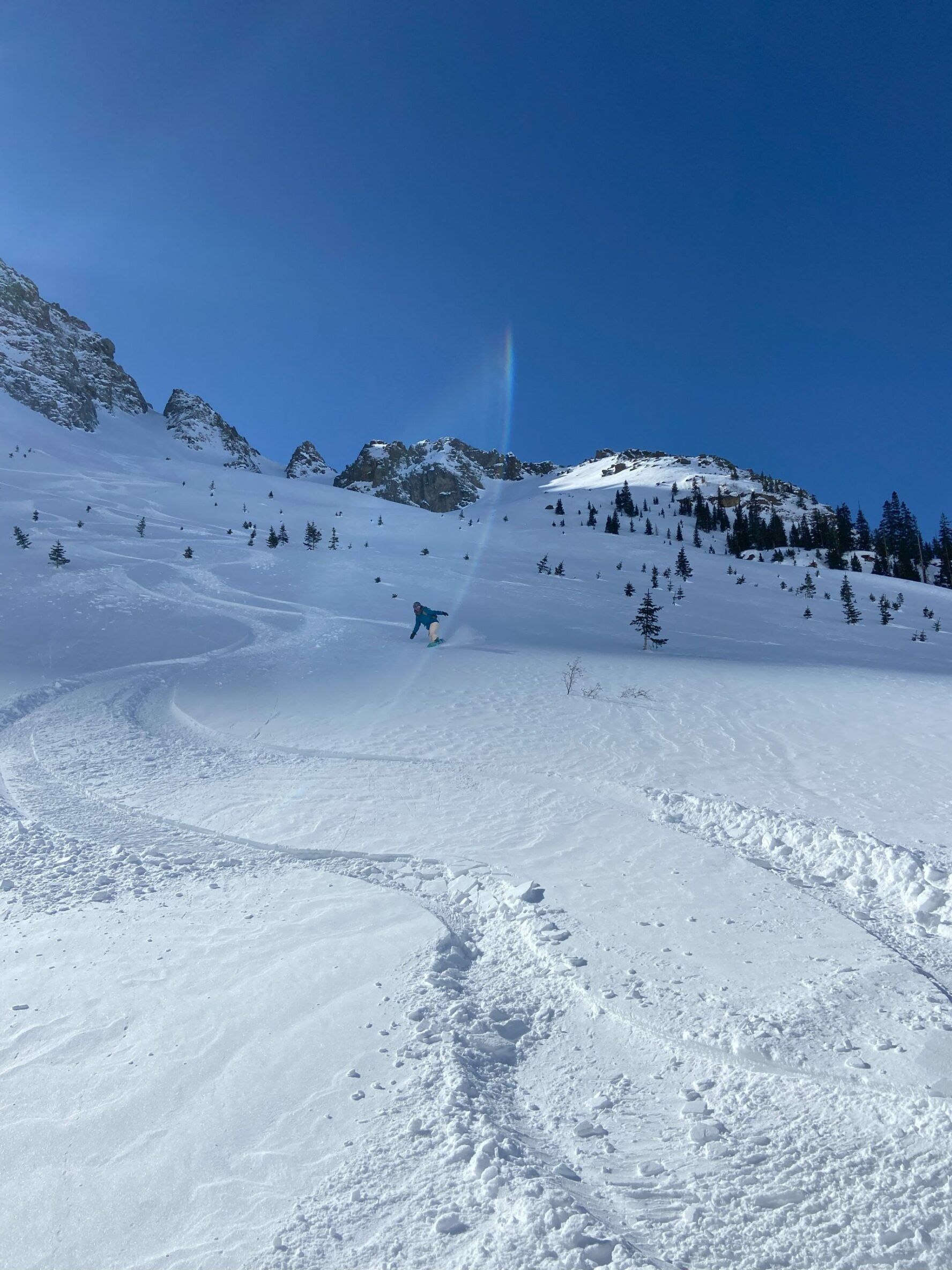 Snowboarder slope in Telluride