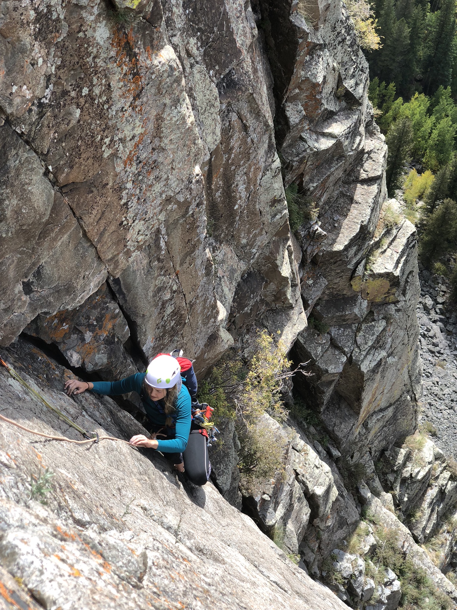 A climber near a crack in Telluride, Colorado