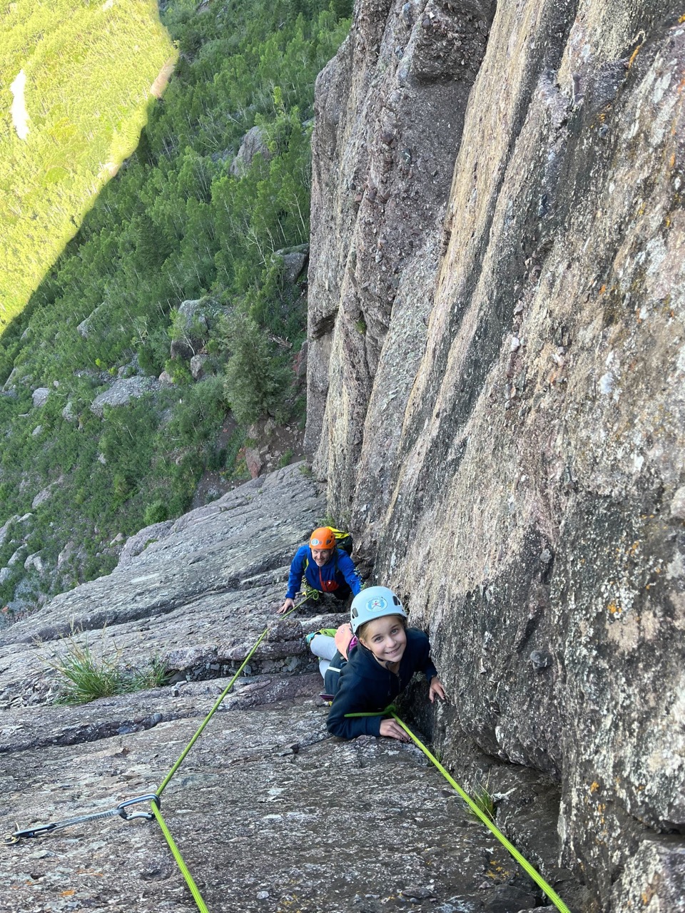 Two children climbing in Telluride
