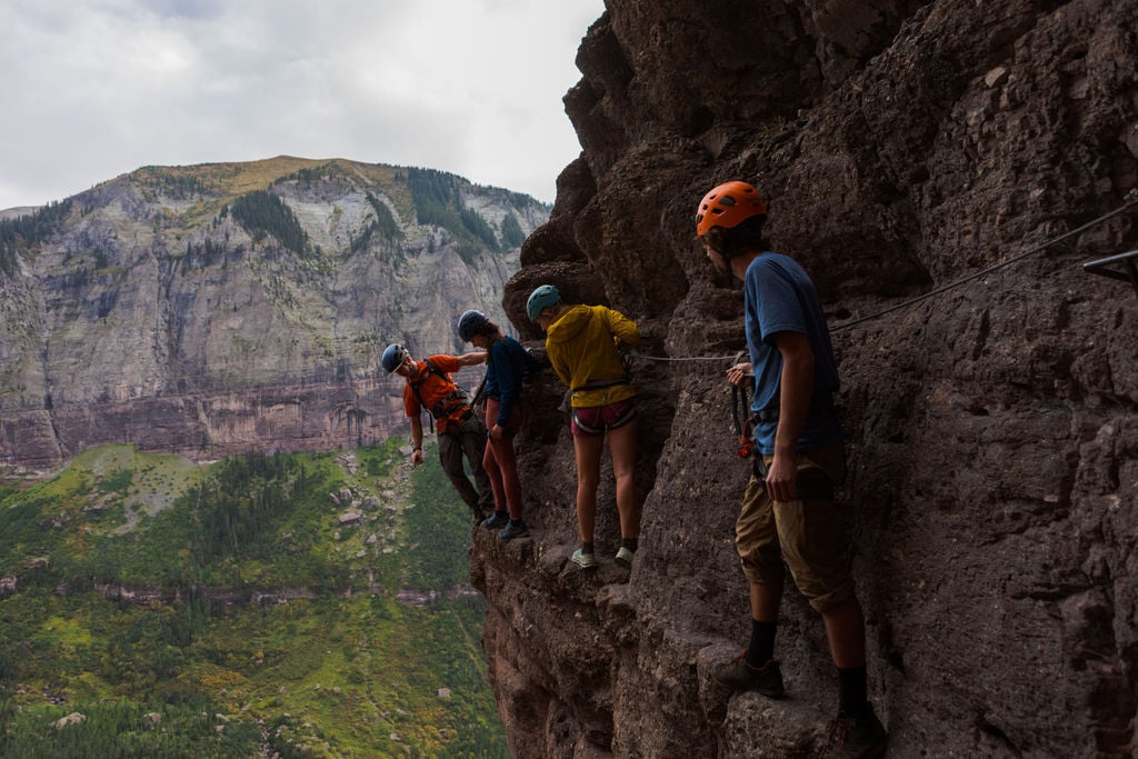 Very exposed route on the side of the mountain in Telluride