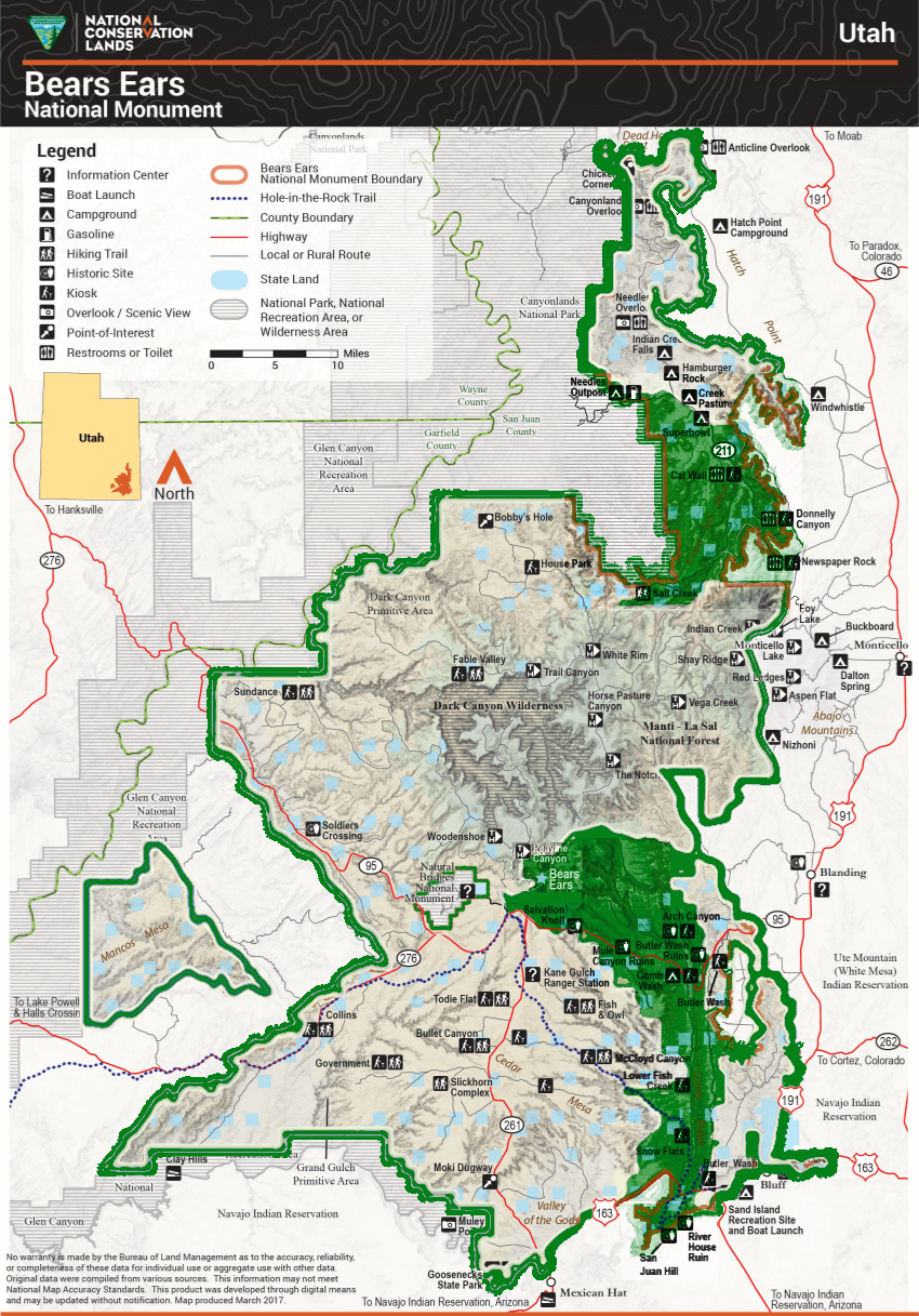 The map of the Bears Ears National Monument.