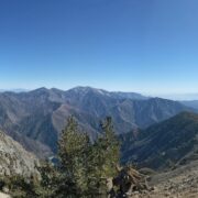 Panorama view of the Angeles Crest mountains from the final ridge up Baden-Powell