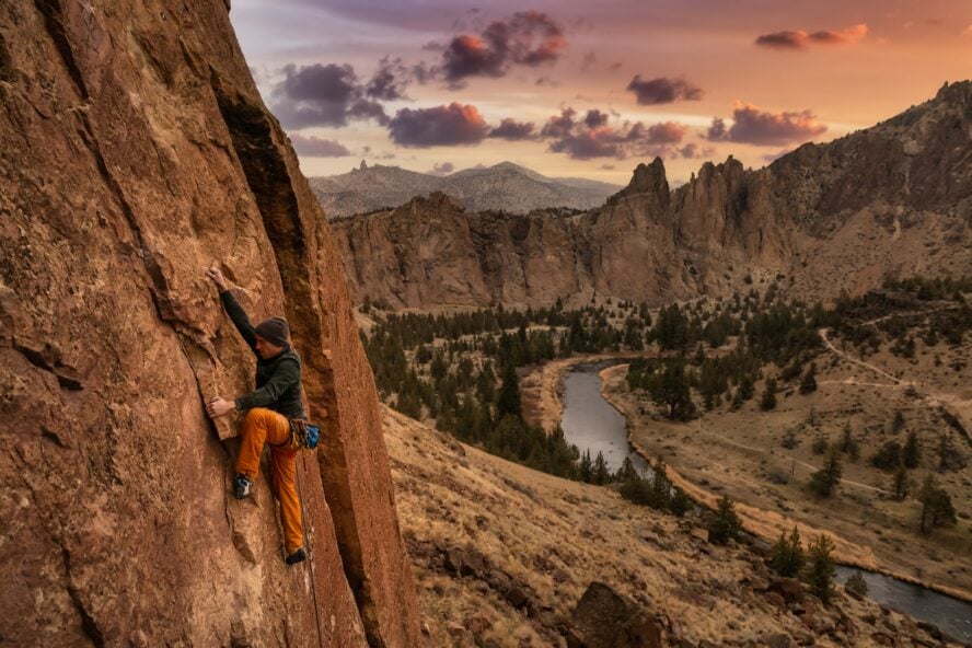 One of the Seven Wonders of Oregon, Smith Rock’s welded tuffs jut out of the valley below