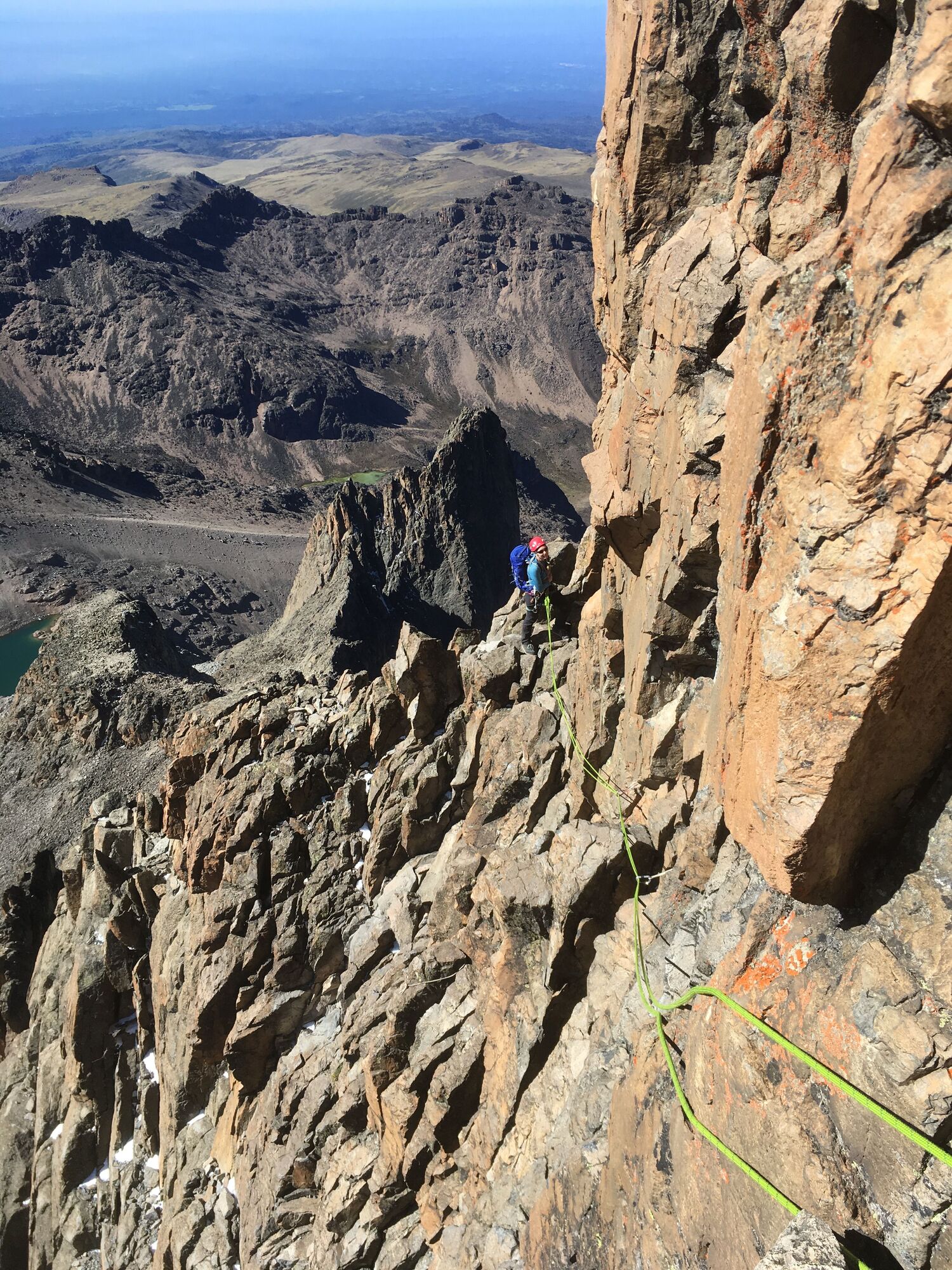 A climber in the amphitheater in Mt. Kenya