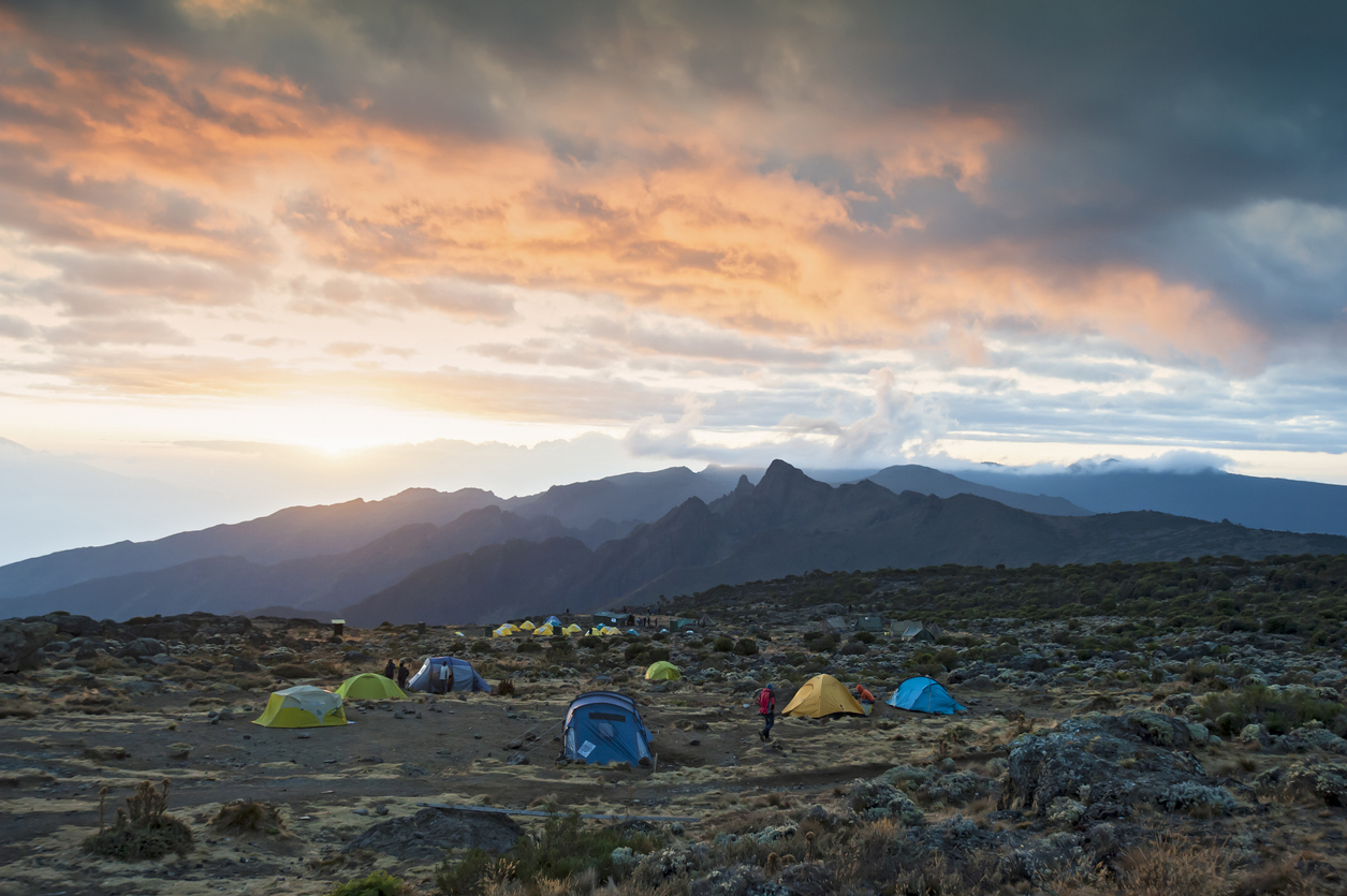 Climbers camping in the Shira campsite.