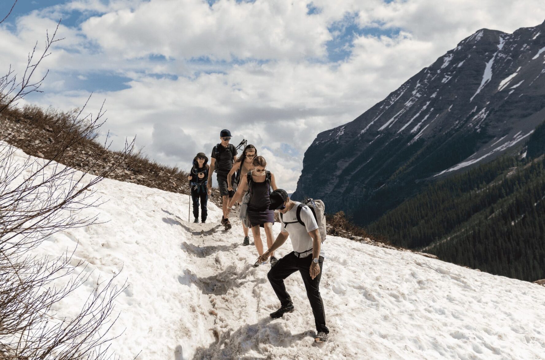 Friends hiking Six Glaciers