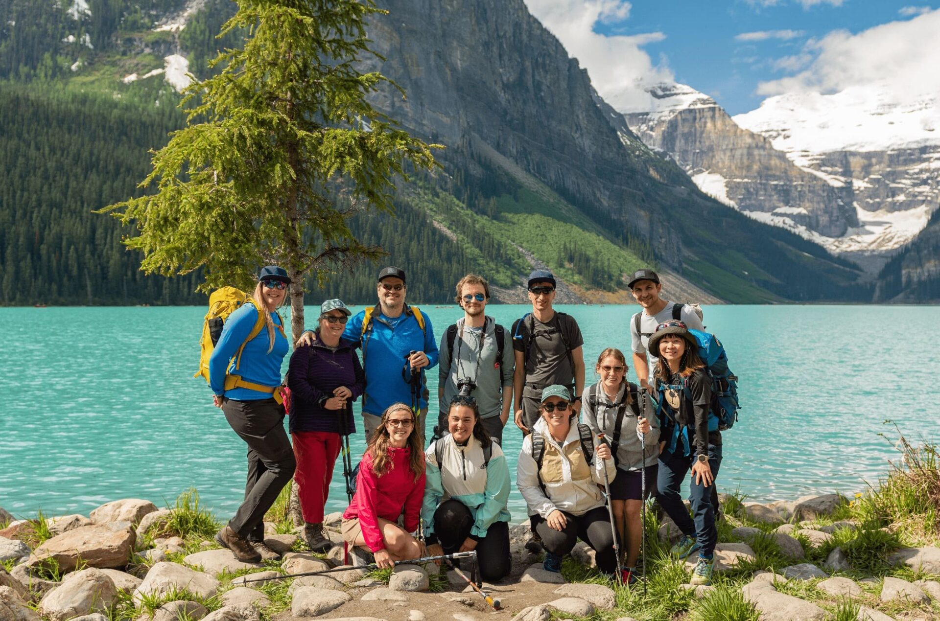 Group hikers Six Glaciers