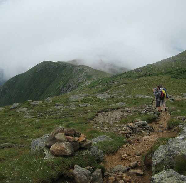 A hiker on Mt. Washington
