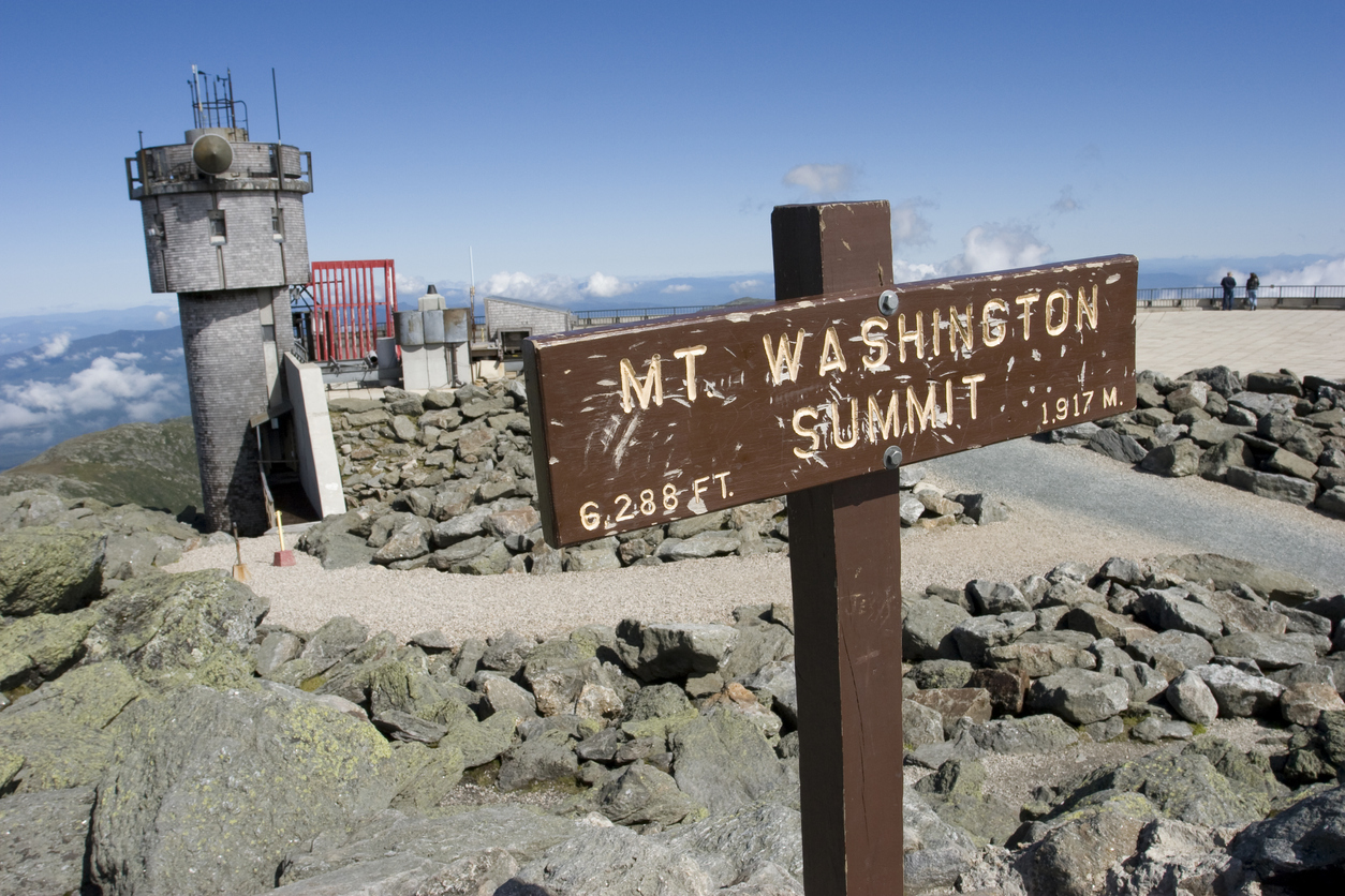 A signpost right before the Mount Washington Summit