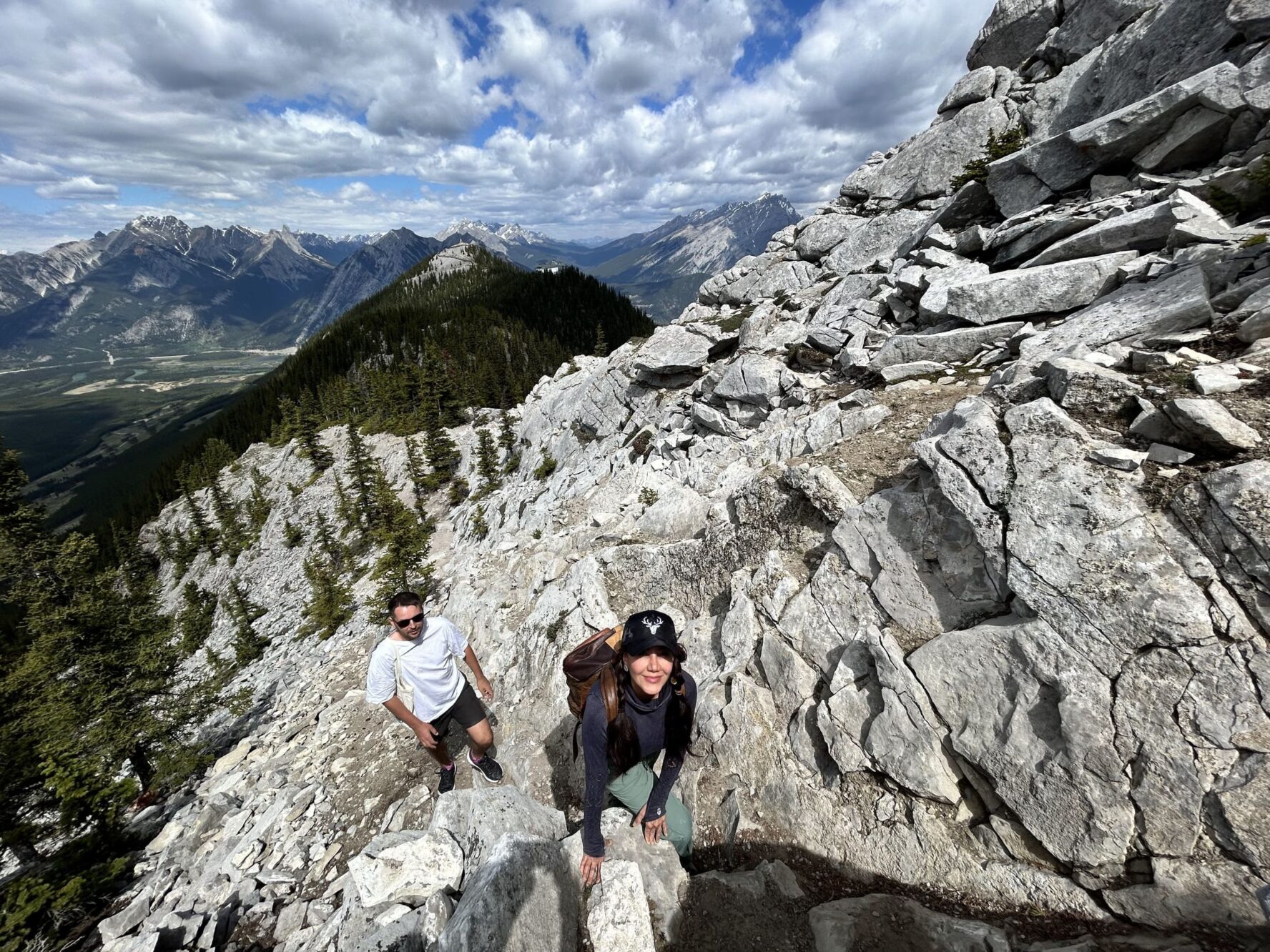 Two hikers climbing Sulphur