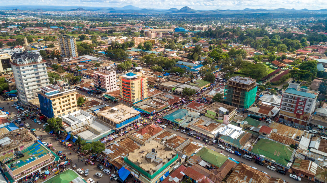 Aerial view of the city of Arusha, Tanzania