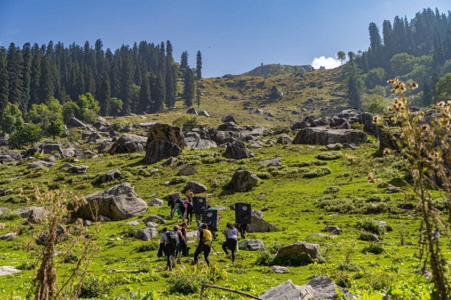 CLAW participants exploring the Sethan slopes for bouldering