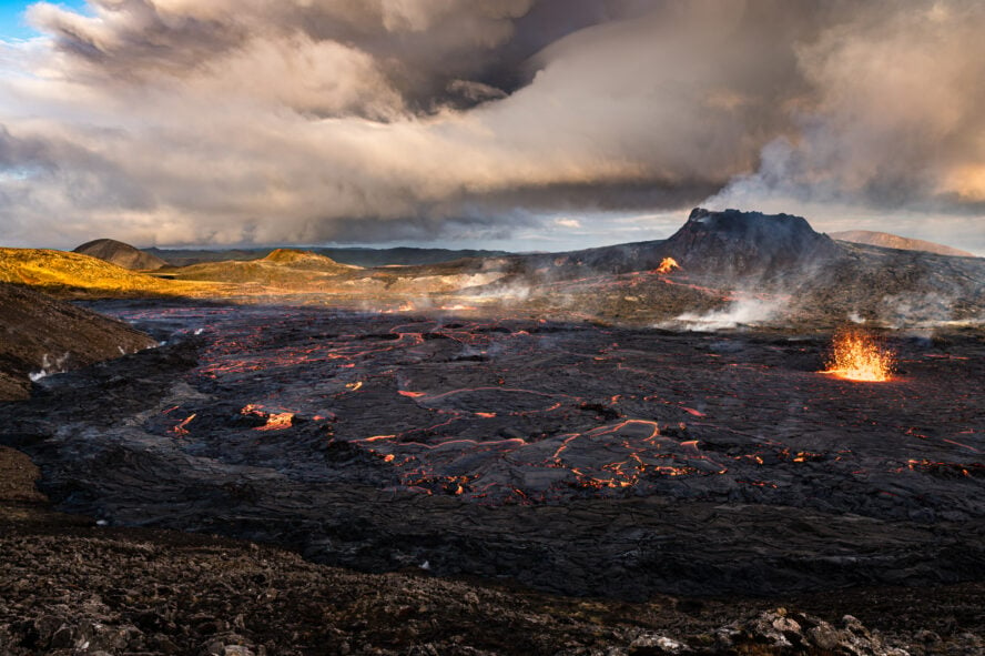 If you’re planning on hiking in Iceland, for your own safety, avoid walking on active lava fields.