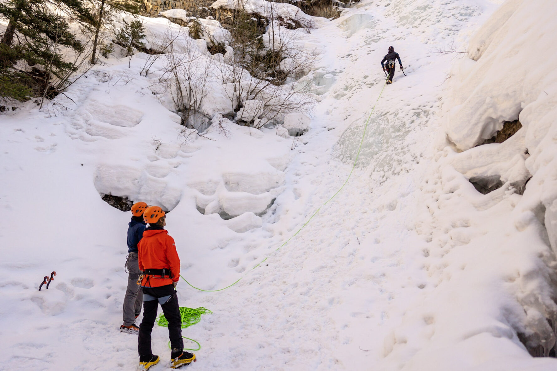 Group ice climbing in Telluride
