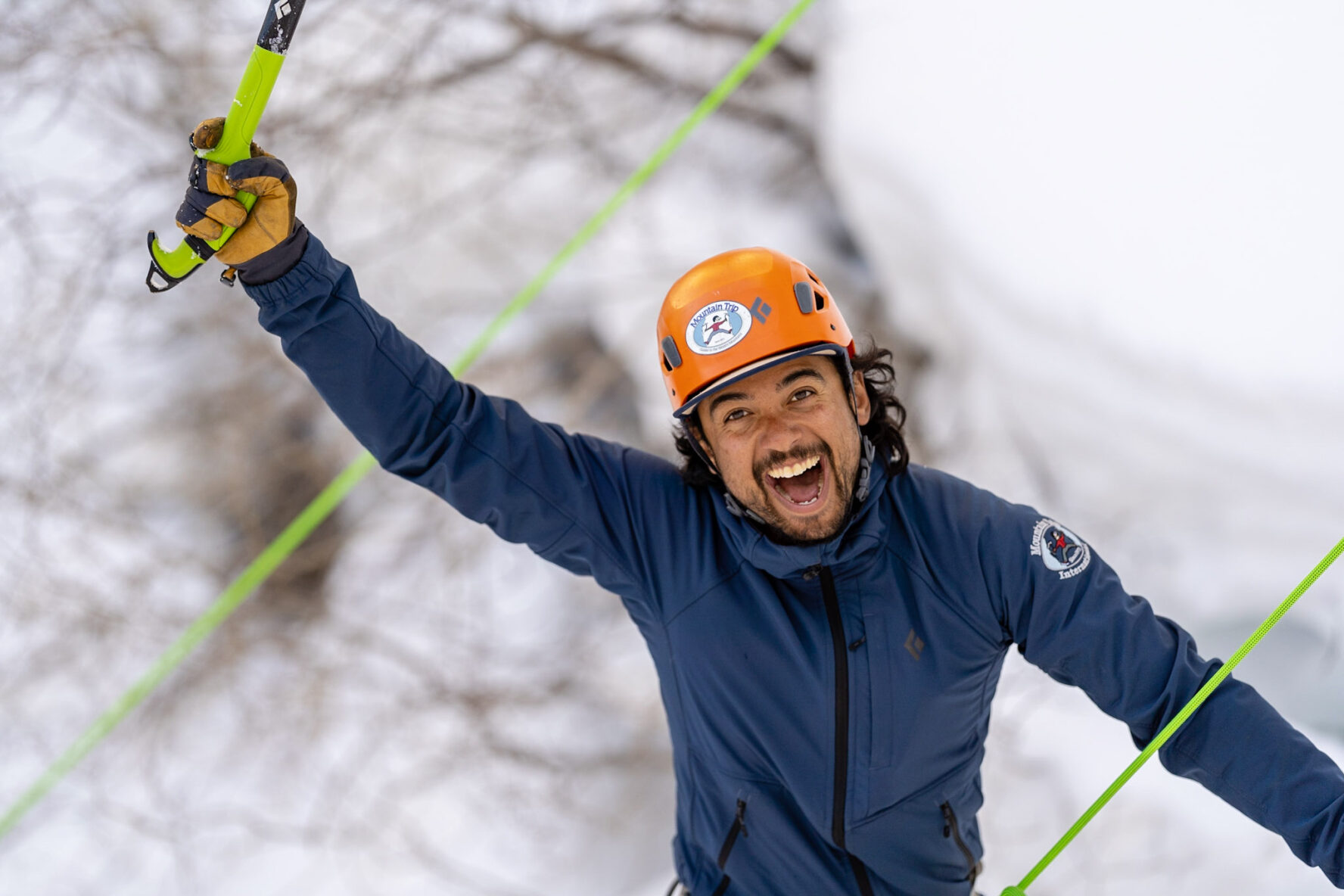 Happy ice climber in Telluride