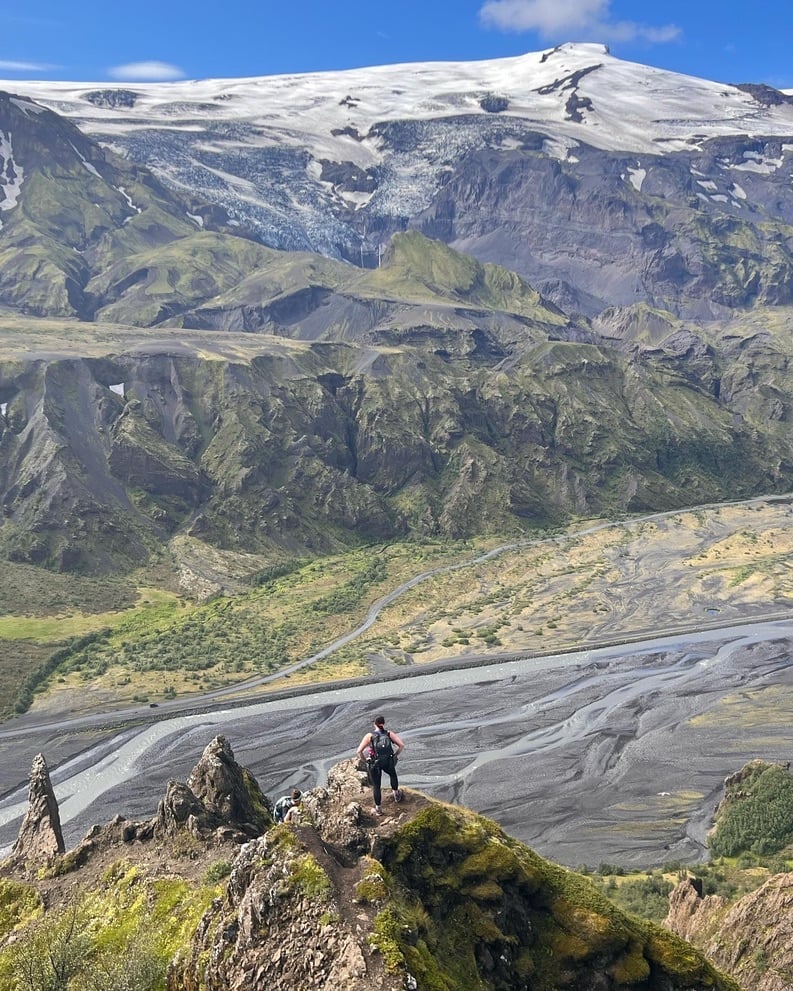 Hiker woman Thorsmork view
