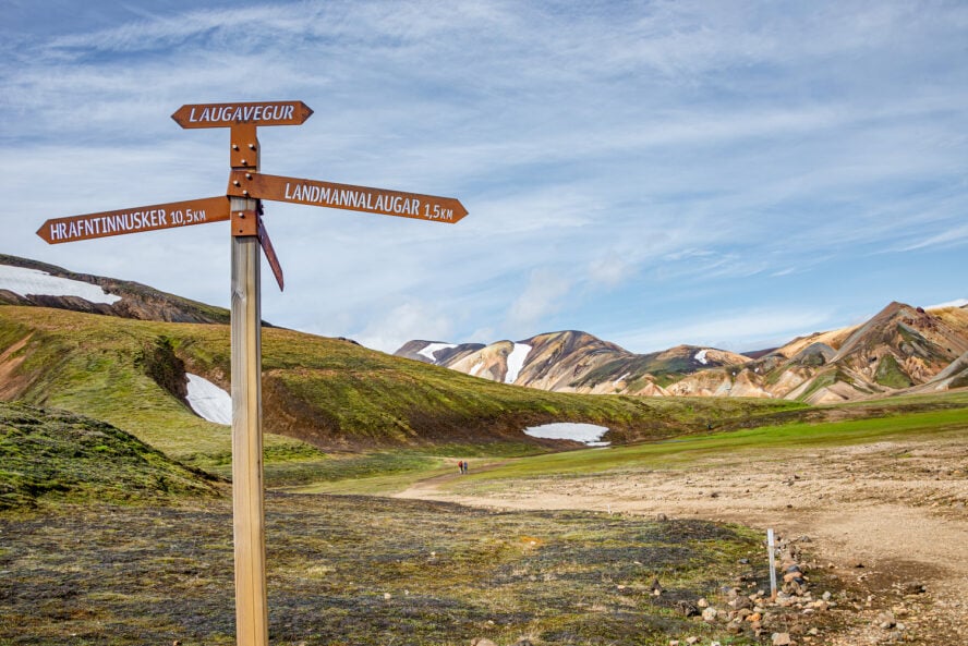 Laugavegur Trail is marked with signposts – getting lost is not an issue if you stay on the trail.