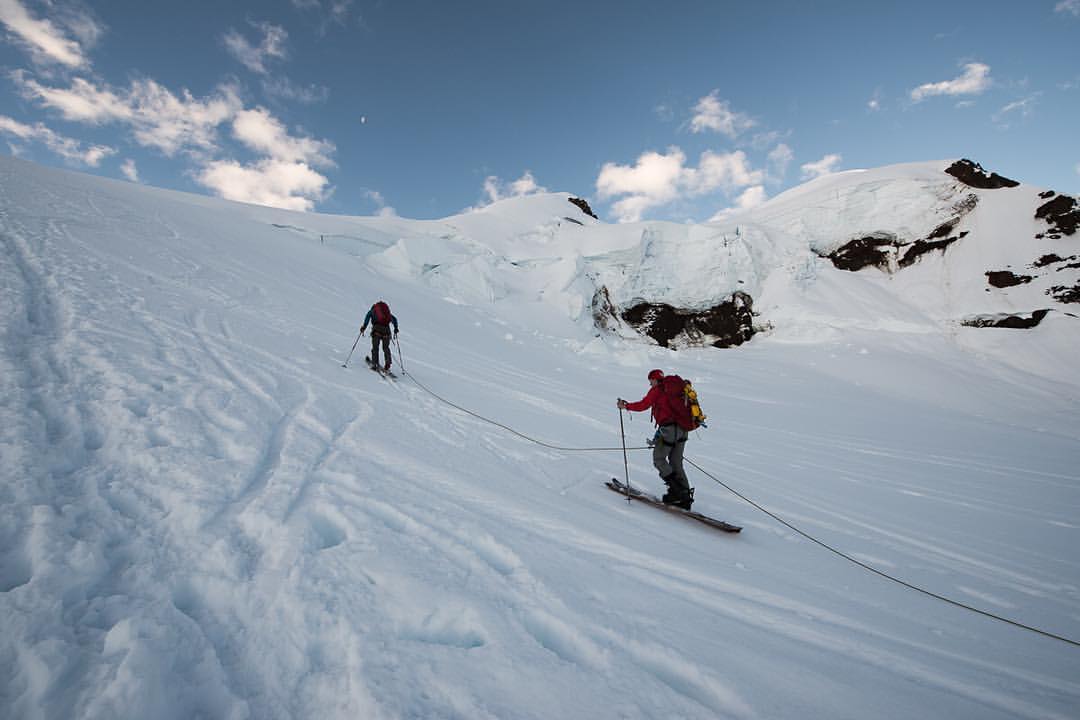 Ski mountaineers ascending Mt. Baker