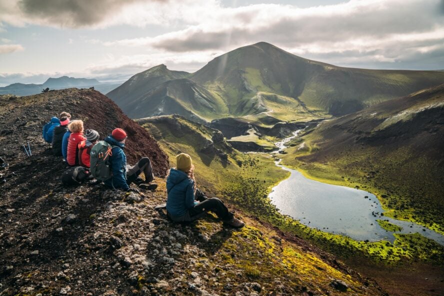 Our motley group admiring the breathtaking scenery of a crater in Rauðibötn